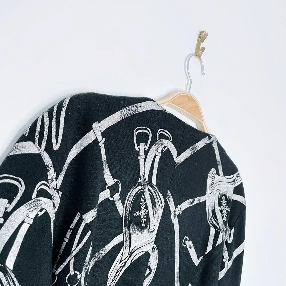 vintage saddle print fitted knit jacket