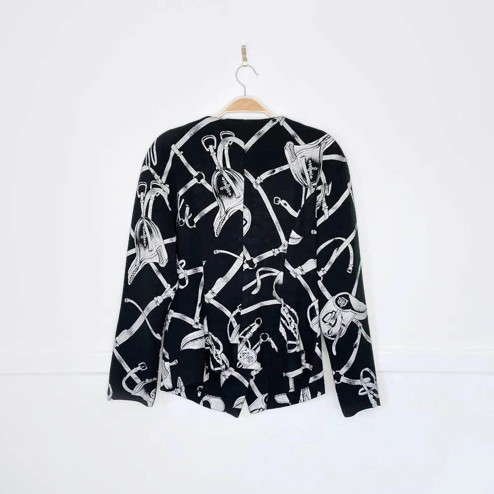 vintage saddle print fitted knit jacket