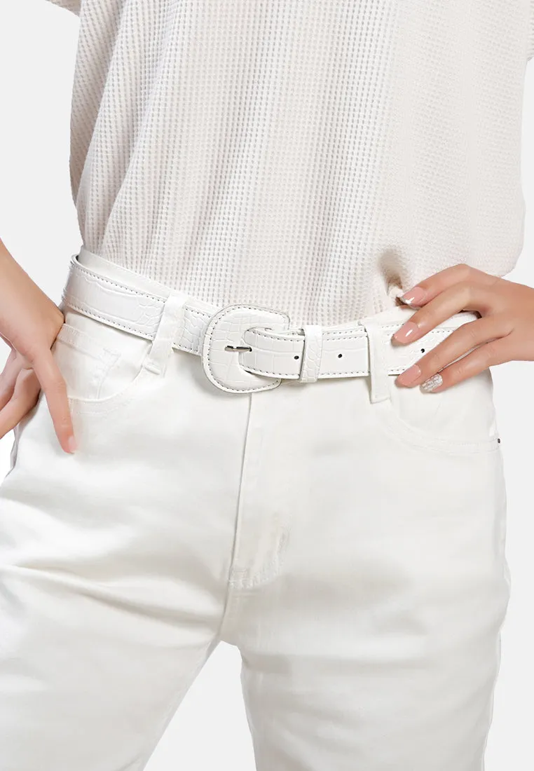 weekend brunch solid croc texture belt