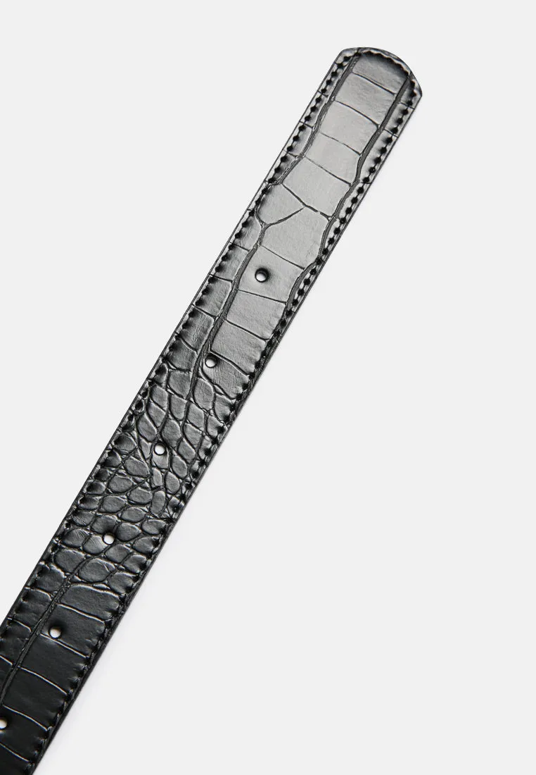 weekend brunch solid croc texture belt