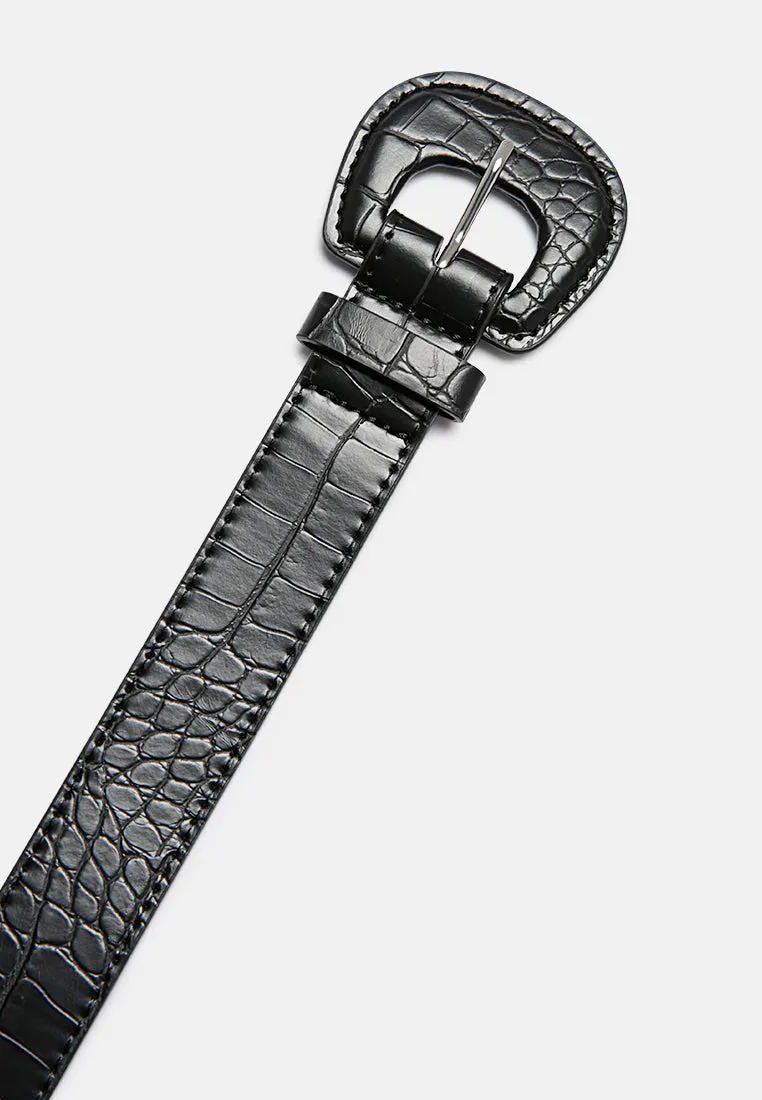 weekend brunch solid croc texture belt