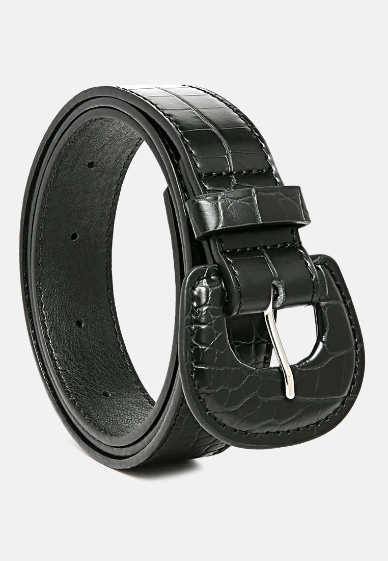 weekend brunch solid croc texture belt