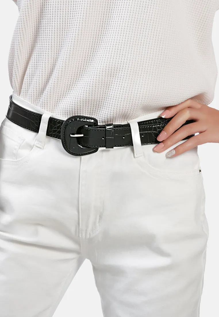 weekend brunch solid croc texture belt