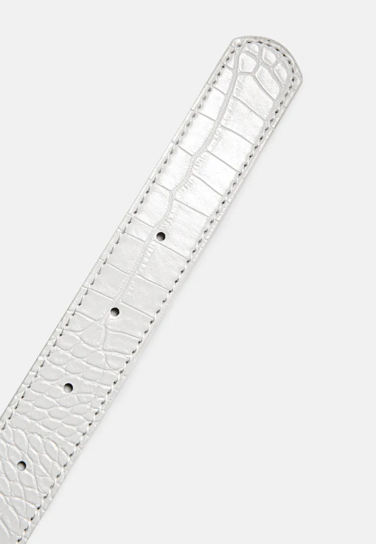 weekend brunch solid croc texture belt