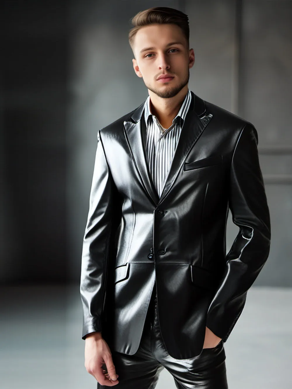 Welt Flap Pocket Leather Blazer for Men