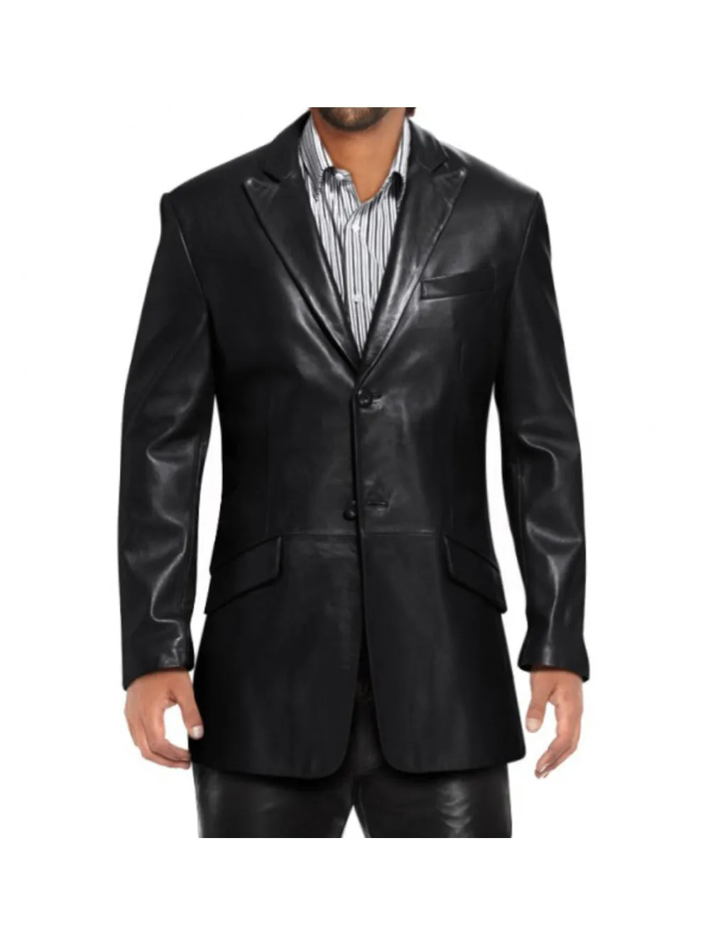 Welt Flap Pocket Leather Blazer for Men