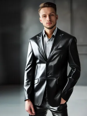 Welt Flap Pocket Leather Blazer for Men