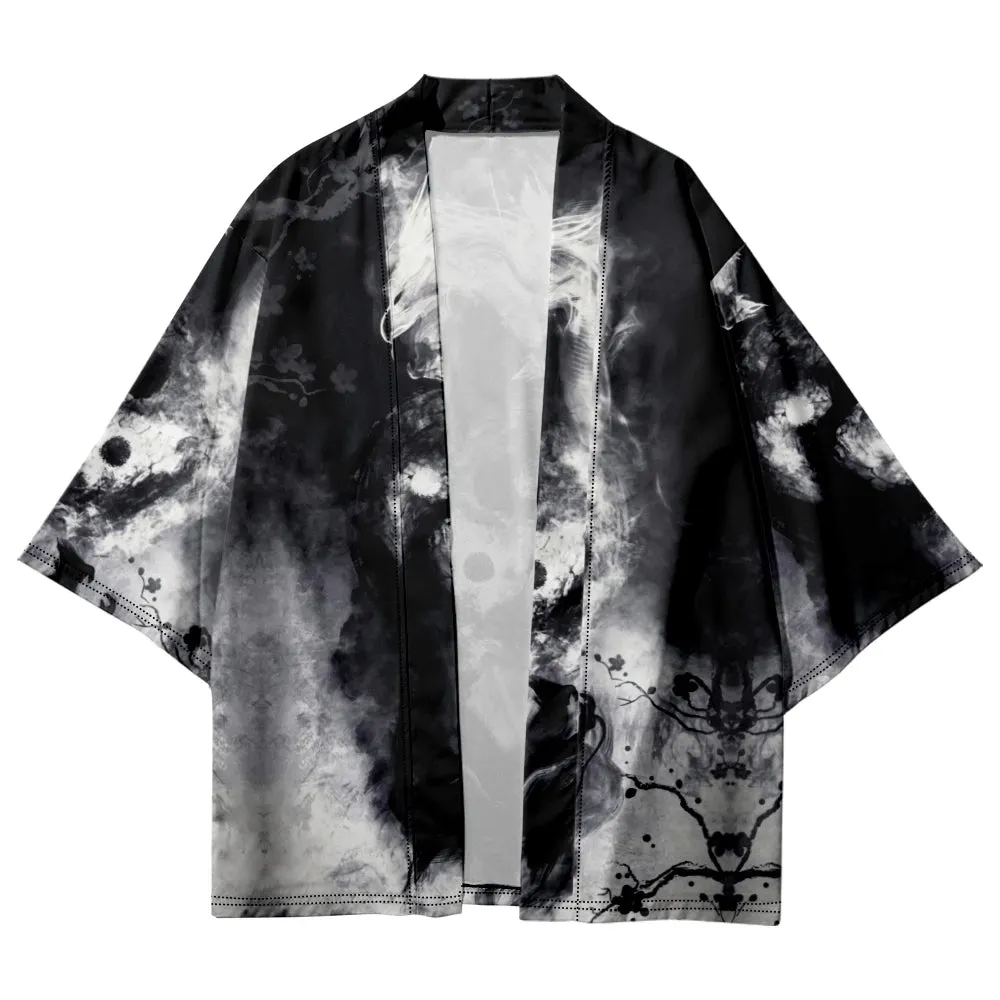 White Dragon Yukata Top