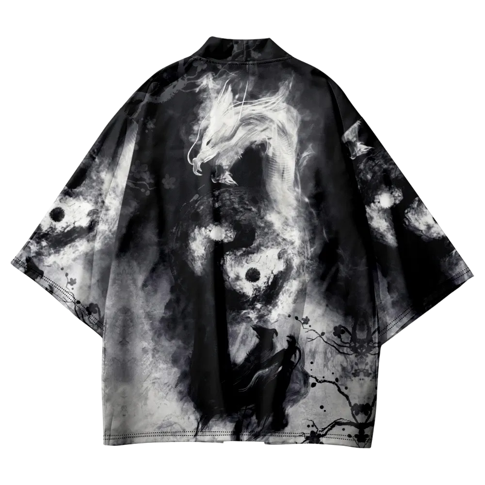 White Dragon Yukata Top