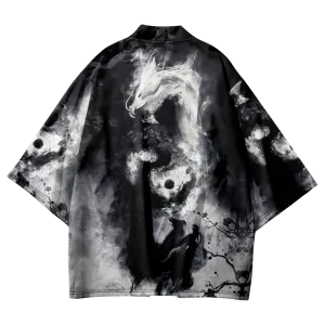 White Dragon Yukata Top