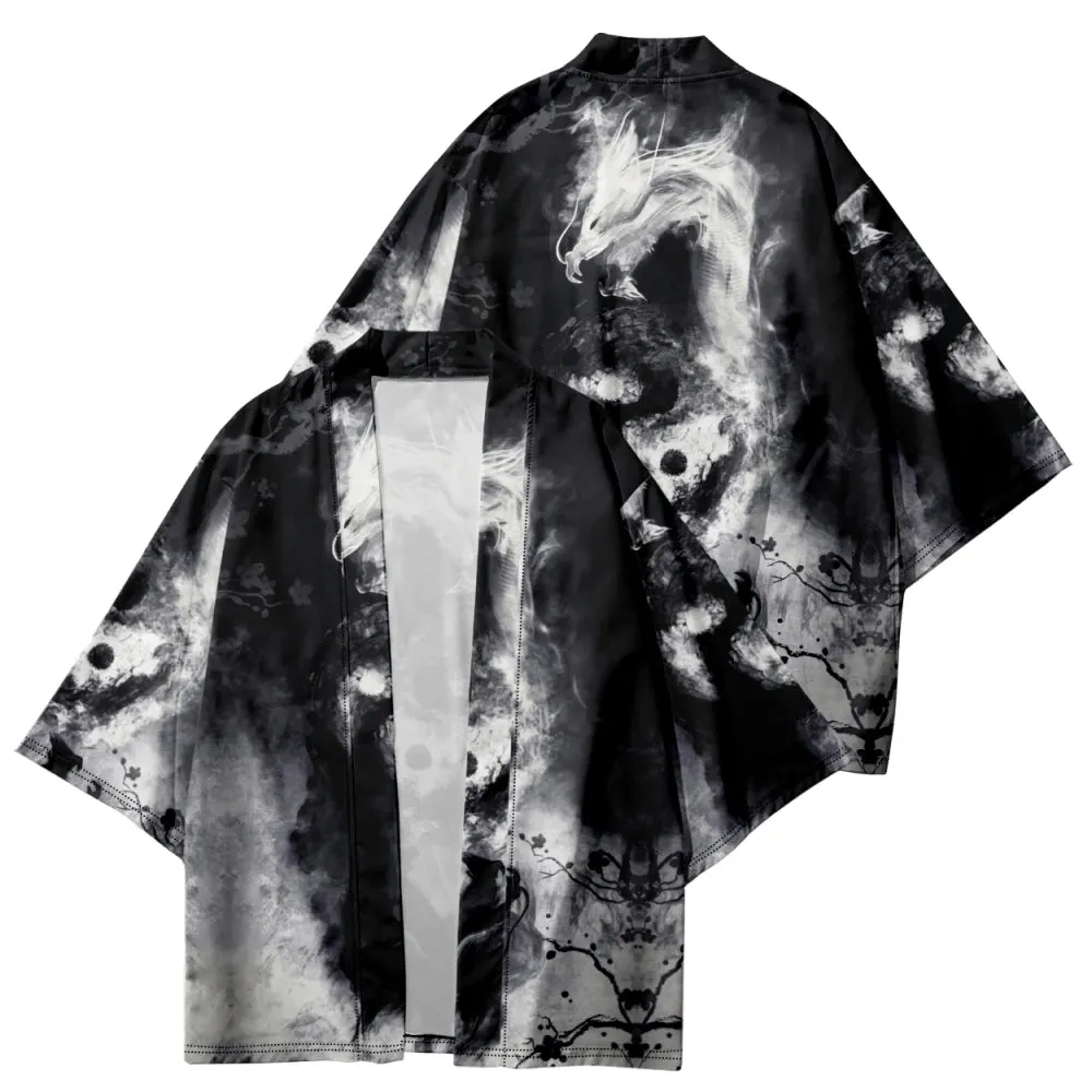 White Dragon Yukata Top