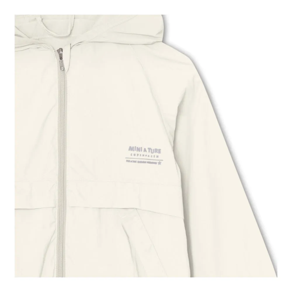 White Nylon Print Logo Jacket