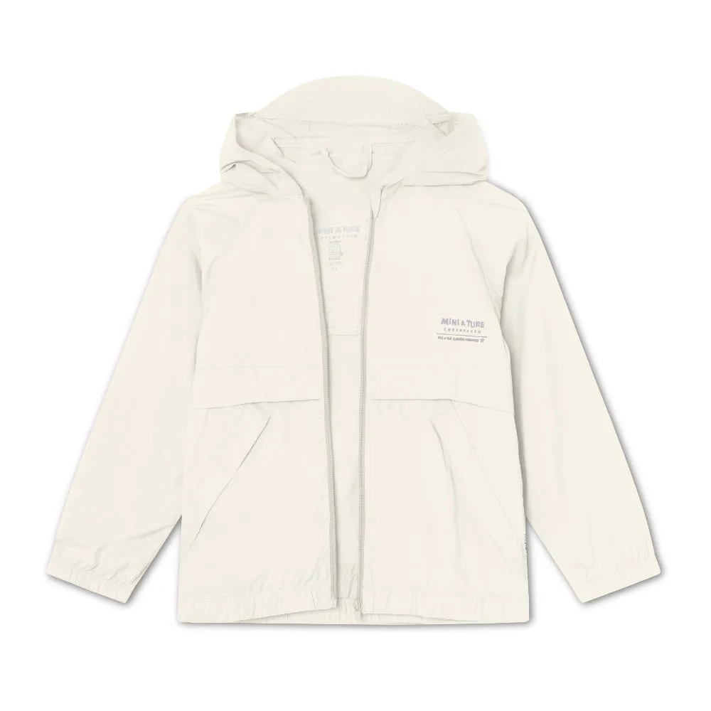 White Nylon Print Logo Jacket