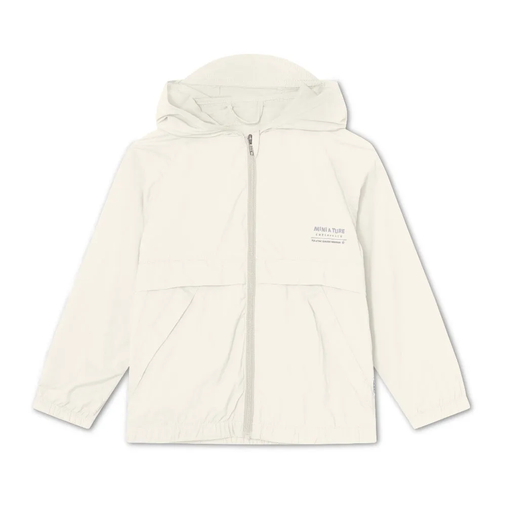 White Nylon Print Logo Jacket