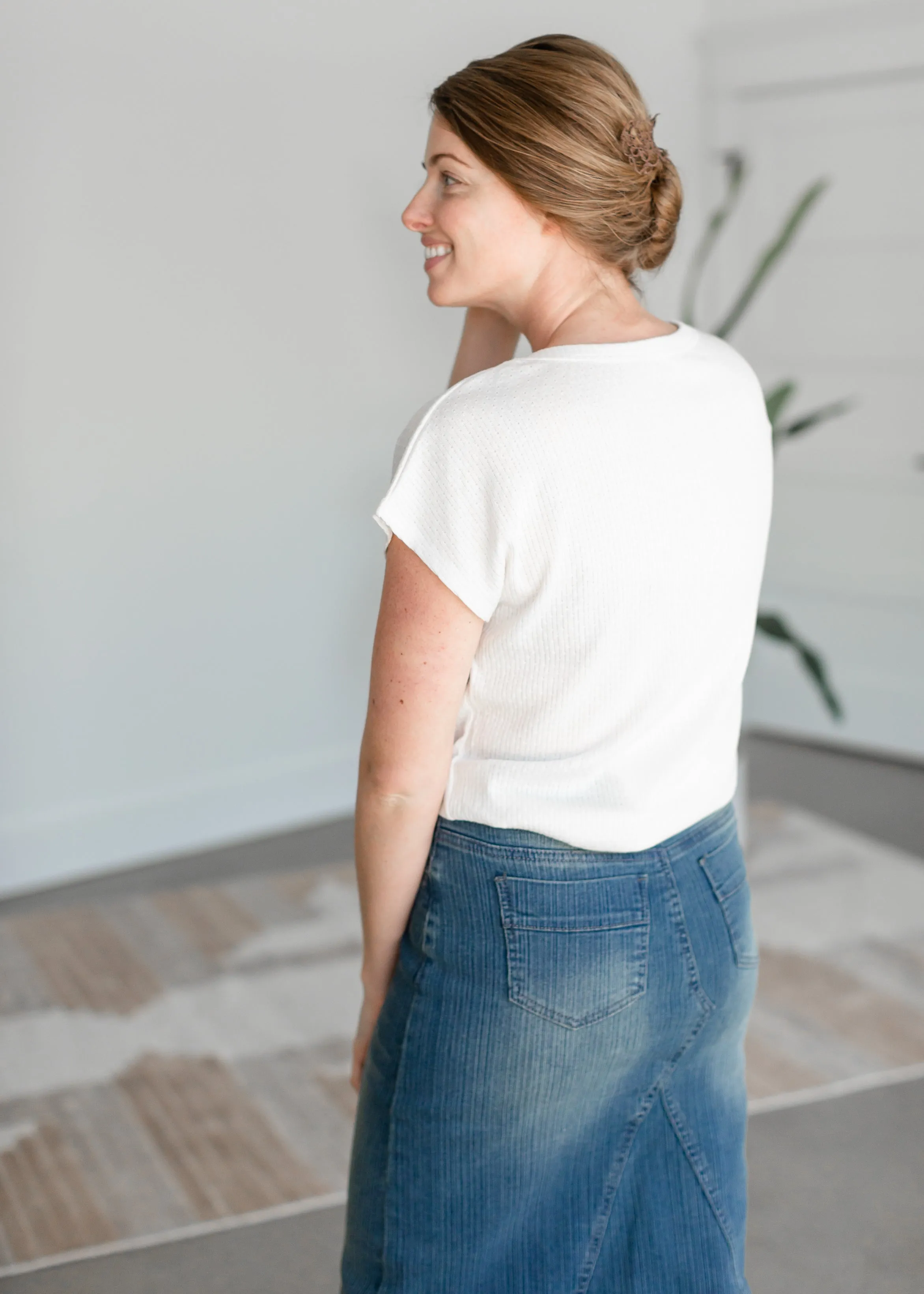 White Short Sleeve Textured Top - FINAL SALE