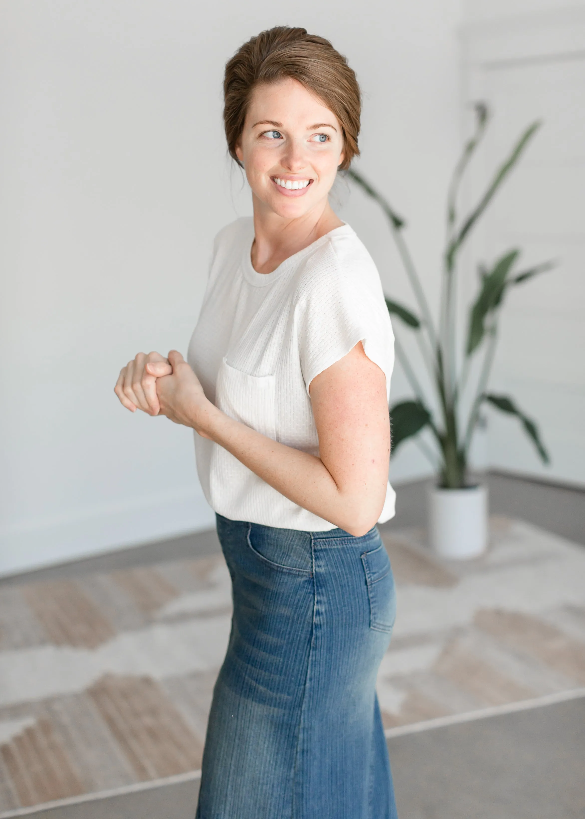 White Short Sleeve Textured Top - FINAL SALE