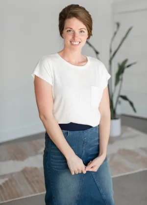 White Short Sleeve Textured Top - FINAL SALE