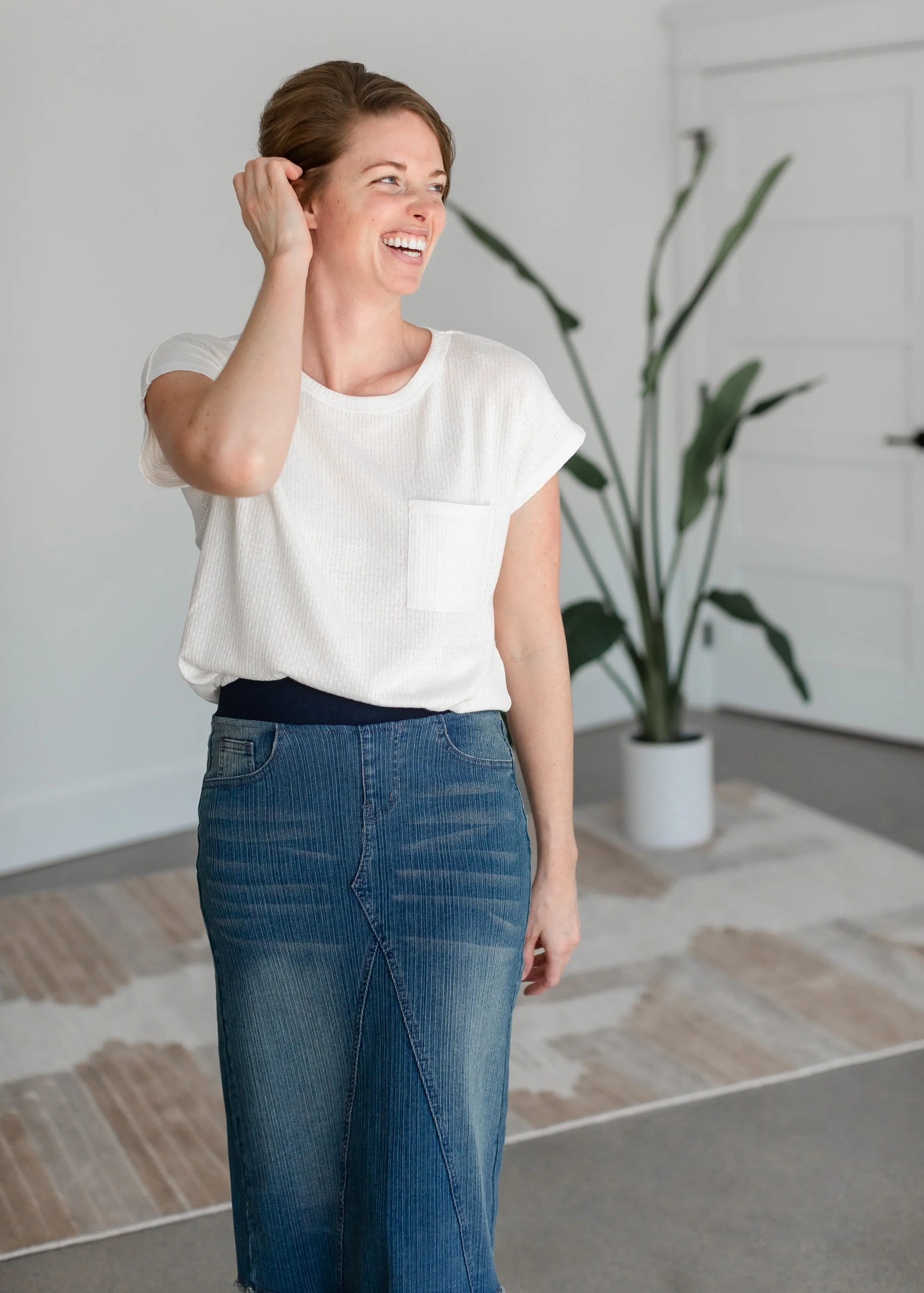White Short Sleeve Textured Top - FINAL SALE