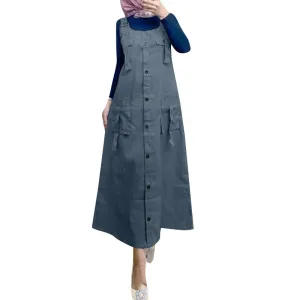Women Maxi Dress Solid Color Wide Halter Dress Comftable Workwear Wide Straps Long Dress plus Size