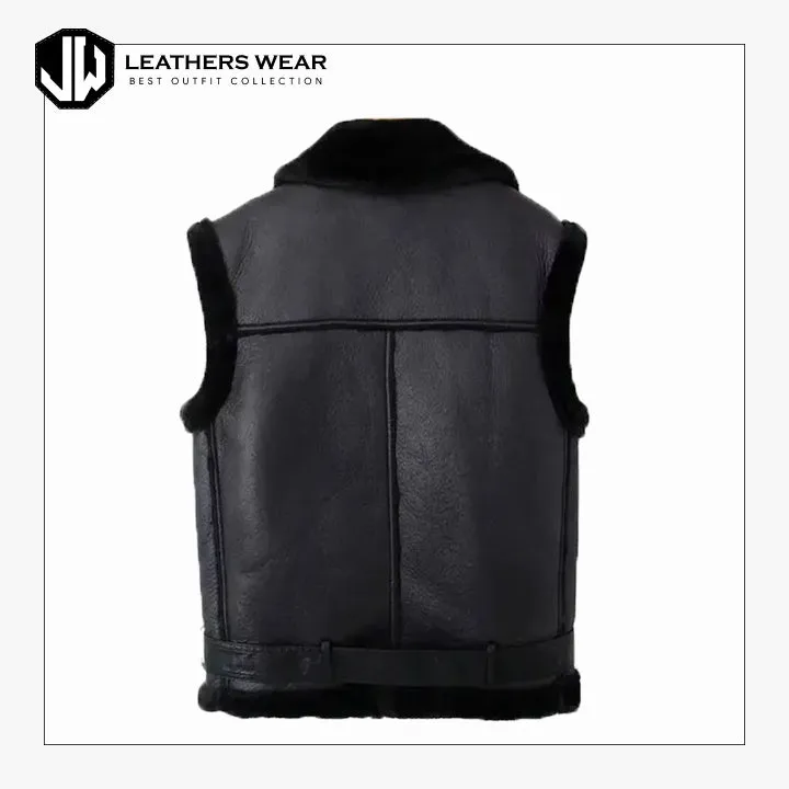 Women Sheepskin Leather Biker Vest