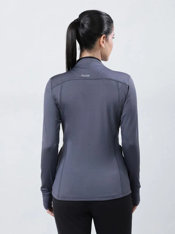 Women STEEL GREY Solid Jackets-GRIT LIFE JACKET-STEEL GREY