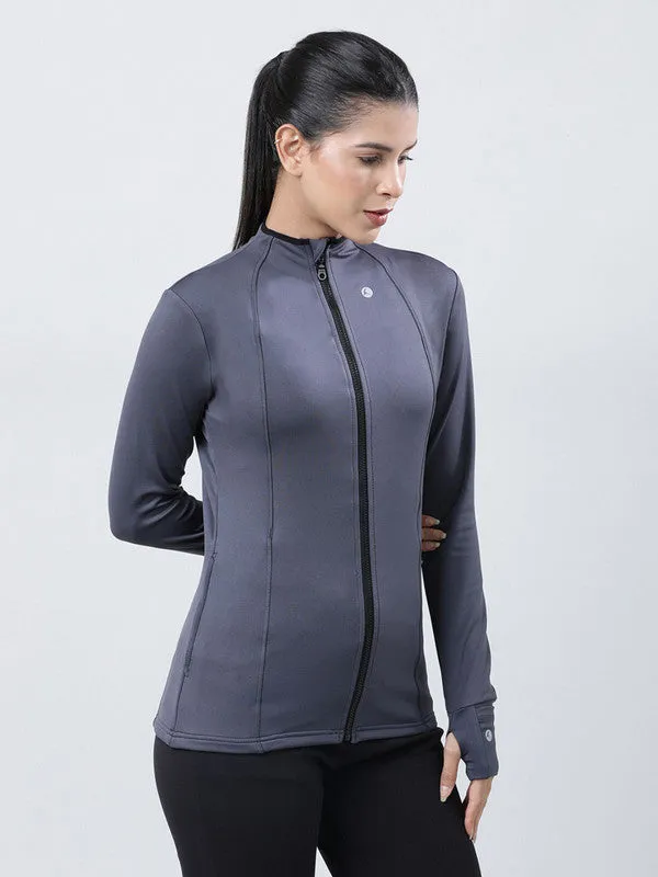 Women STEEL GREY Solid Jackets-GRIT LIFE JACKET-STEEL GREY