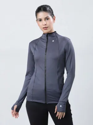 Women STEEL GREY Solid Jackets-GRIT LIFE JACKET-STEEL GREY