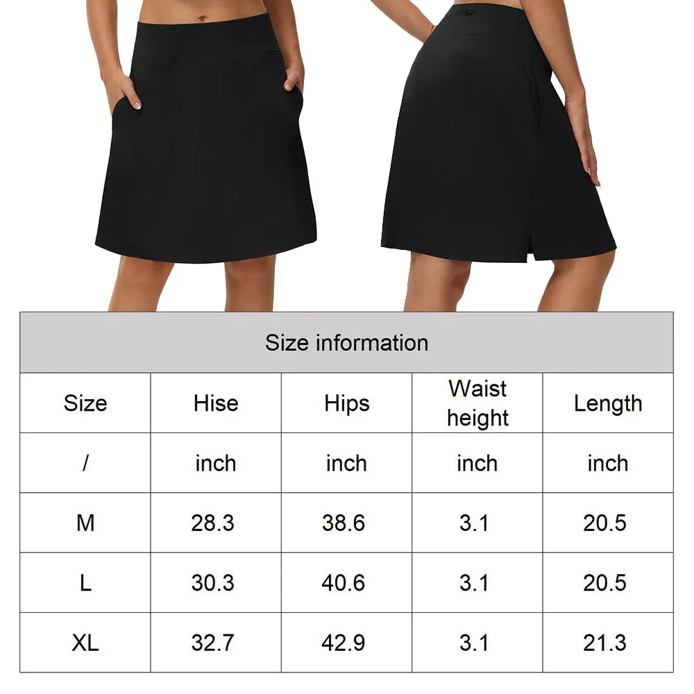Women's 20 Inch Tennis Knee Skirts With Pockets High Waisted Shorts