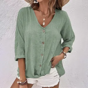Women's Casual Button-Up Blouse | Lightweight & Breathable