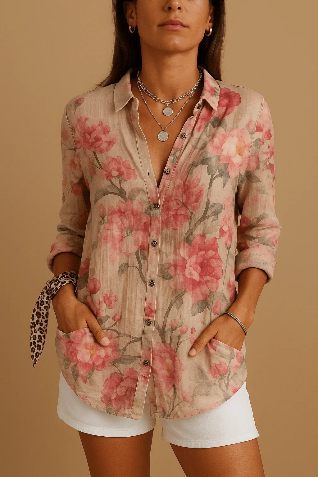 Women's Floral Blouse Long Sleeve Tops