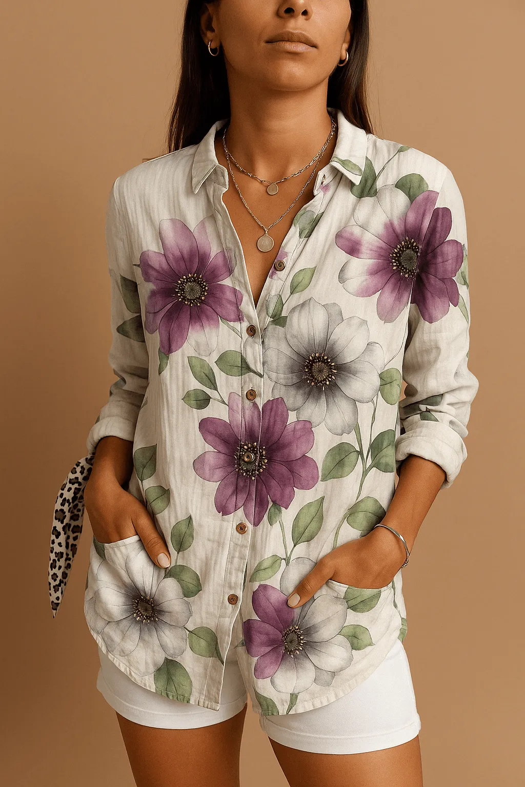 Women's Floral Blouse Long Sleeve Tops