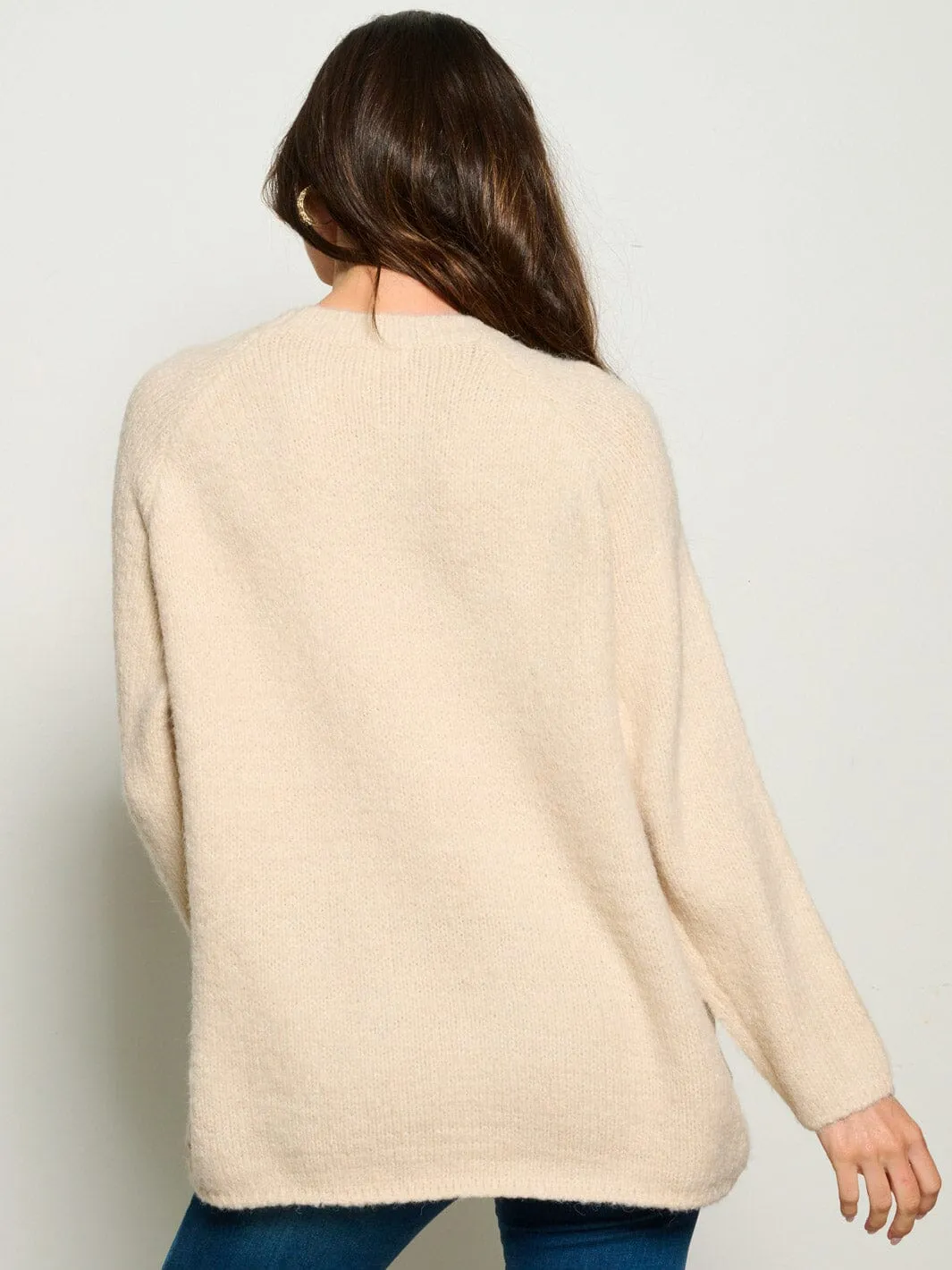 WOMEN'S LONG SLEEVE CHEKERS COLORBLOCK PULLOVER SWEATER