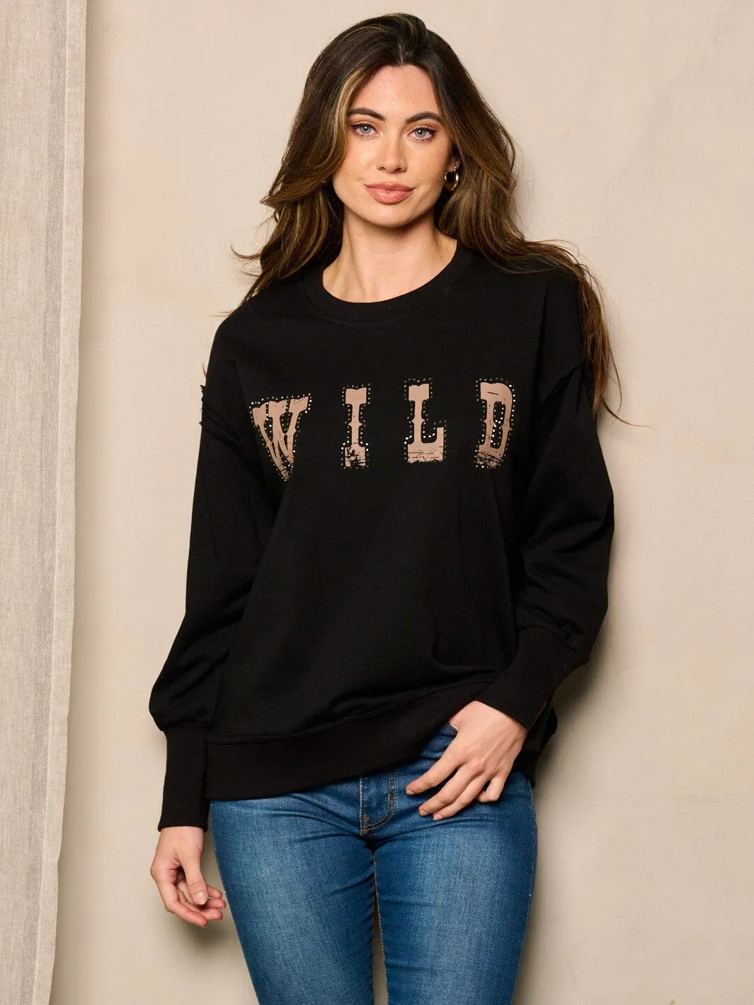 WOMEN'S LONG SLEEVE GRAPHIC PULLOVER SWEATER
