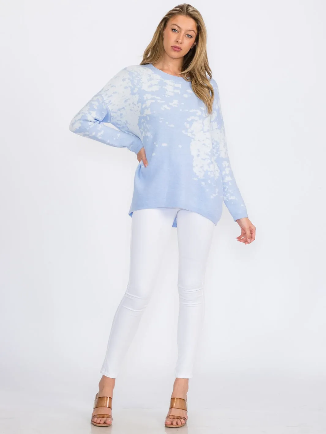 WOMEN'S LONG SLEEVES PULLOVER HIGH-LOW COLORBLOCK TIE DYE SWEATER
