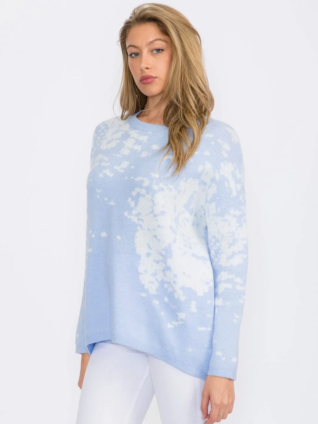 WOMEN'S LONG SLEEVES PULLOVER HIGH-LOW COLORBLOCK TIE DYE SWEATER