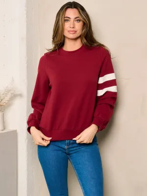 WOMEN'S LONG STRIPES SLEEVES PULLOVER SWEATER