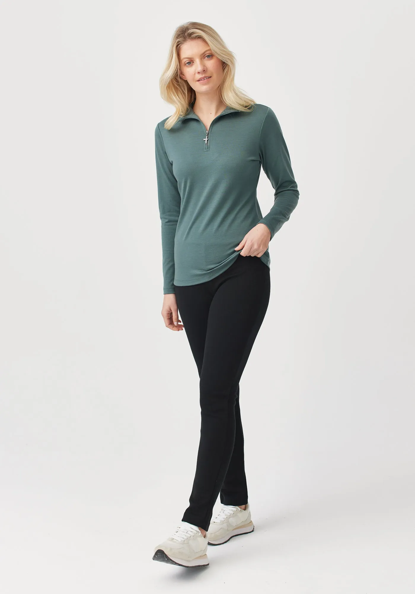 Womens Mountainsilk Half Zip-Tuatara-6742