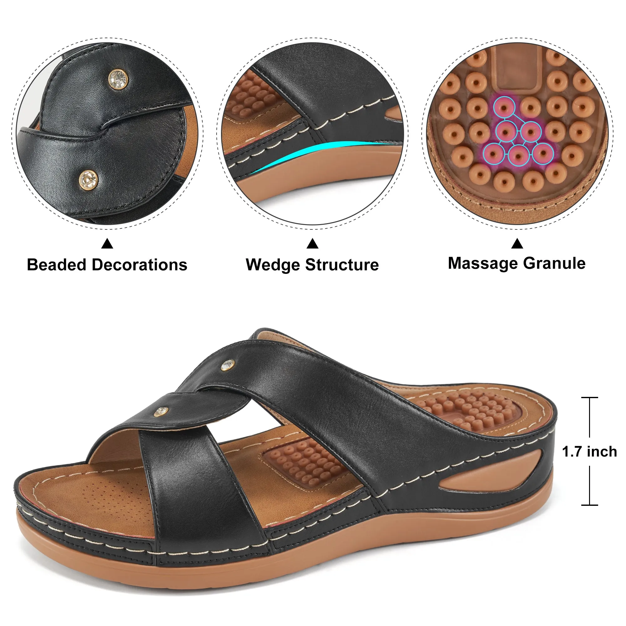 Womens Sandals Slip-on Platform & Wedge Sandals for Women Slides Shoes