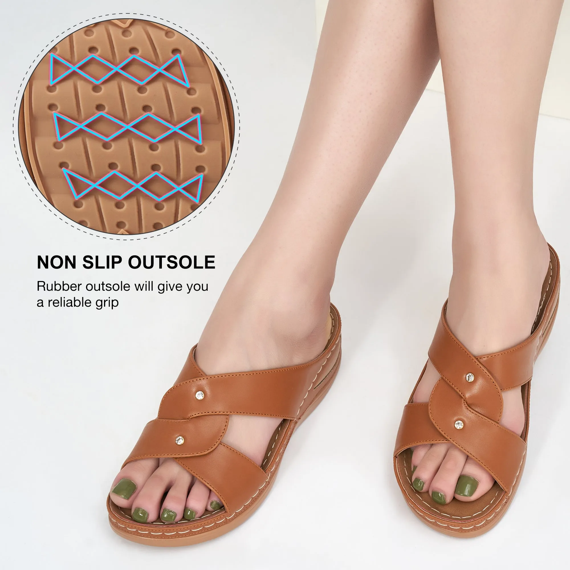 Womens Sandals Slip-on Platform & Wedge Sandals for Women Slides Shoes