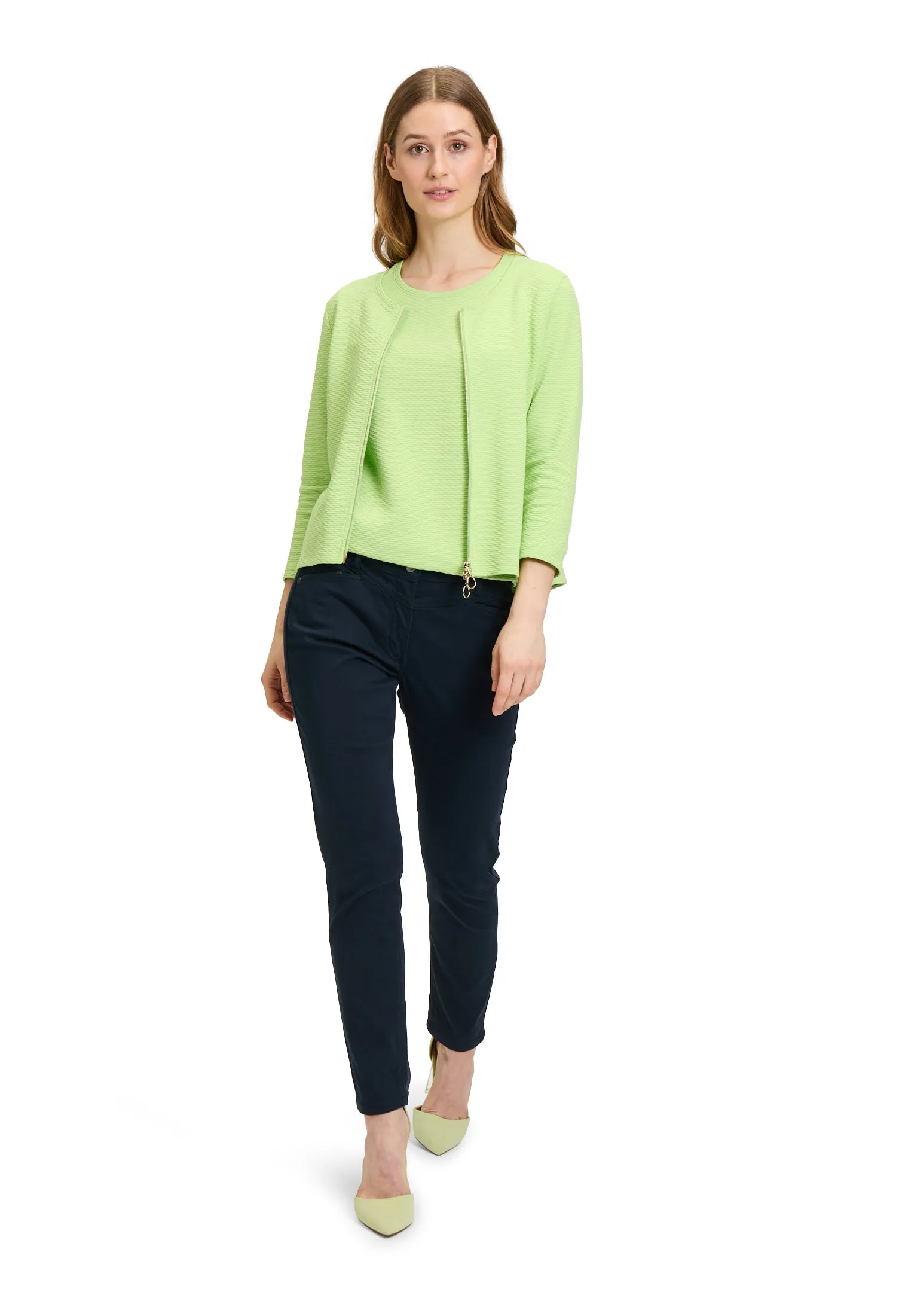 Zip up round neck jacket