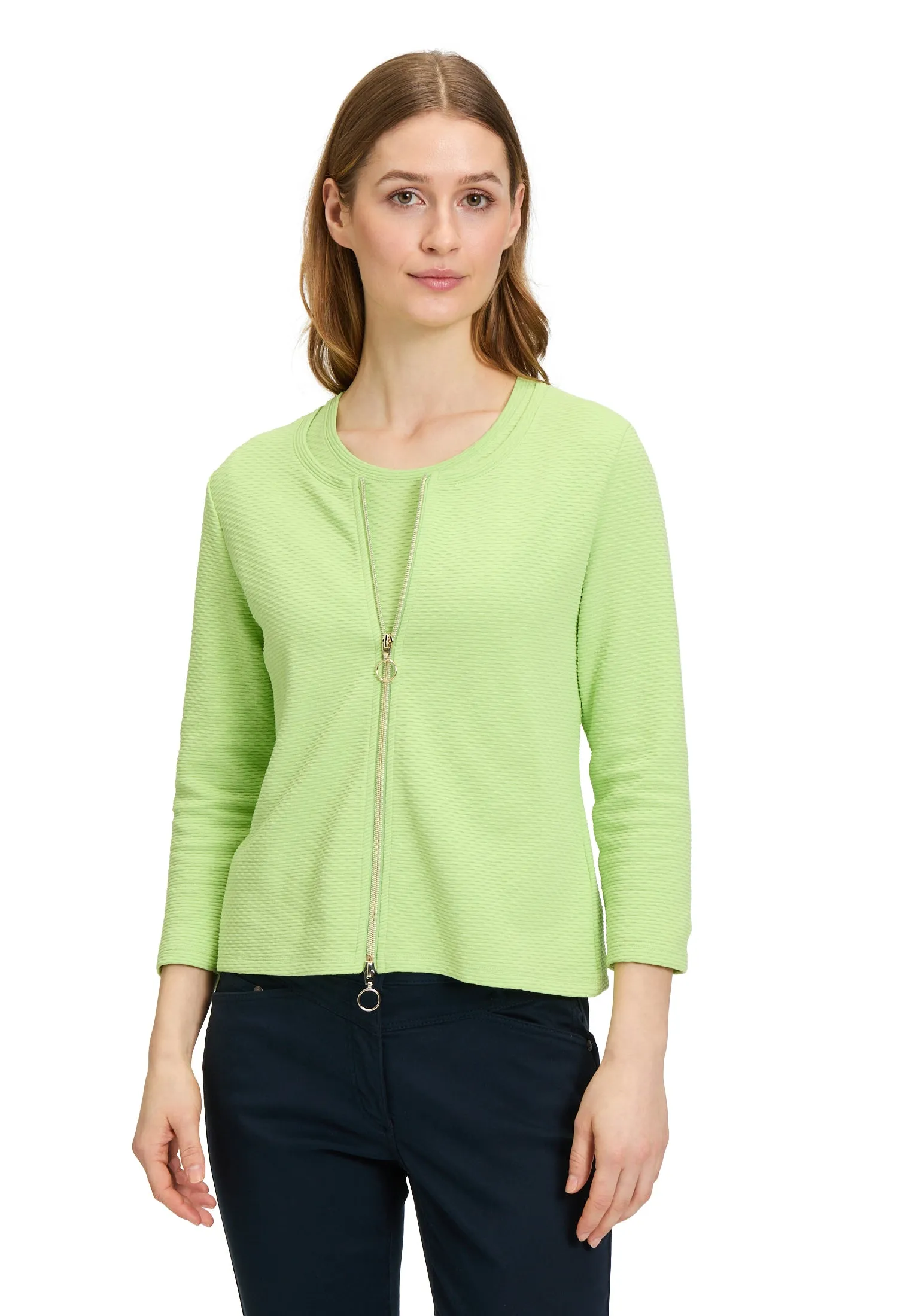Zip up round neck jacket
